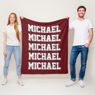 Personalized Red Monogram Fleece Blanket