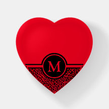 Personalized Red Monogram Heart Paperweight