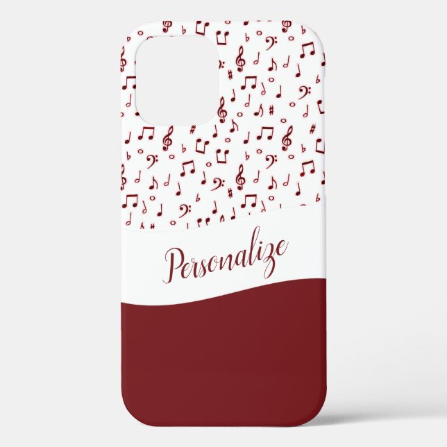Personalized Red music theme Case-Mate iPhone Case (Back)