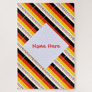 Personalized Red Name Germany Flag Tiled Jigsaw Puzzle