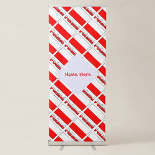 Personalized Red Name Poland Flag Tiled Retractable Banner