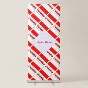 Personalized Red Name Polska Flag Tiled  Retractable Banner