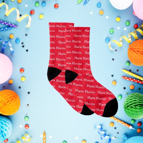 Personalized Red Name Socks