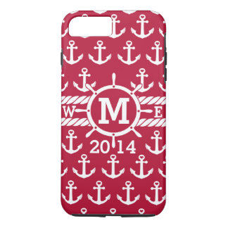 Personalized Red Nautical Anchors Pattern iPhone 8 Plus/7 Plus Case