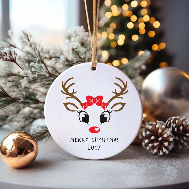 Personalized Red Nose Rudolf Christmas Ornament (Creator Uploaded)