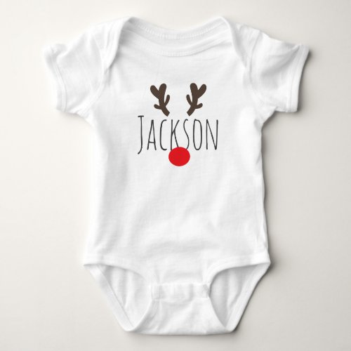 Personalized Red_Nosed Reindeer Babys Bodysuit
