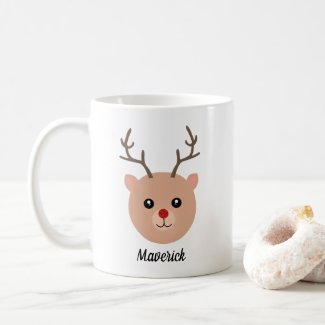 Personalized Red-Nosed Reindeer Christmas Mug