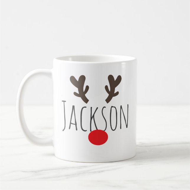 Personalized Red-Nosed Reindeer Mug (Left)