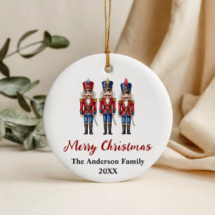 Personalized Red Nutcracker Christmas Ceramic Ornament