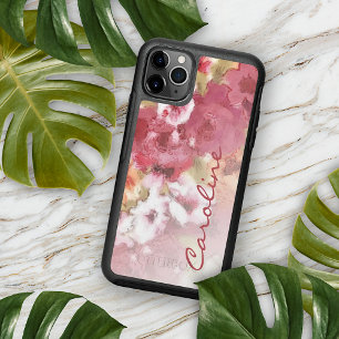 Personalized Red Orange Pink Watercolor Flowers iPhone 16 Pro Max Case