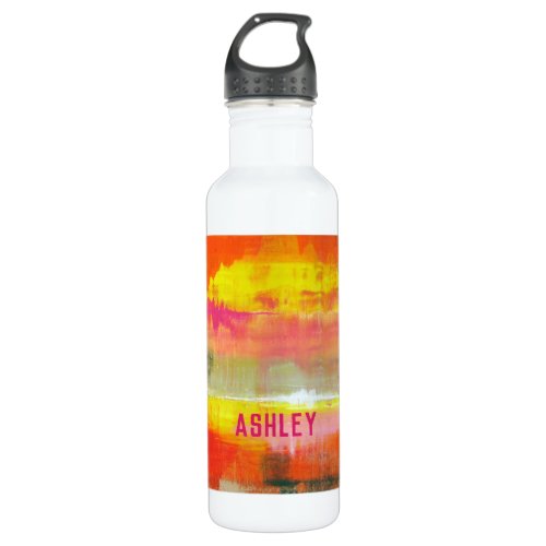 Personalized Red Orange Yellow Abstract Art Stainless Steel Water Bottle