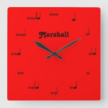 Personalized Red Original Music Note Clock at Zazzle