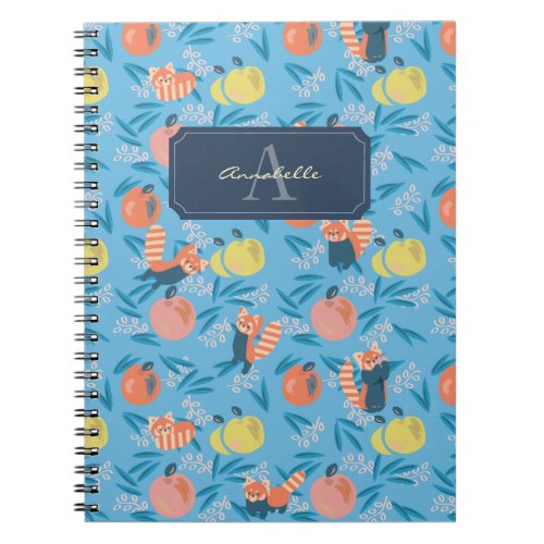 Personalized Red Panda Blue Apple Notebook