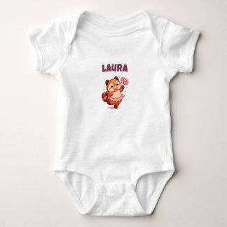 Personalized Red Panda with Name Baby Bodysuit