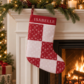Personalized Red Patchwork Family Holiday Decor Small Christmas Stocking