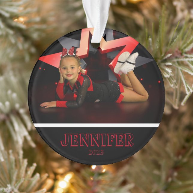 Personalized Red Photo Cheerleading Ornament  (Tree)