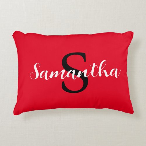 Personalized red pillow with name initial
