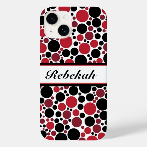 Personalized Red Pink black dot pattern Case_Mate iPhone 14 Case