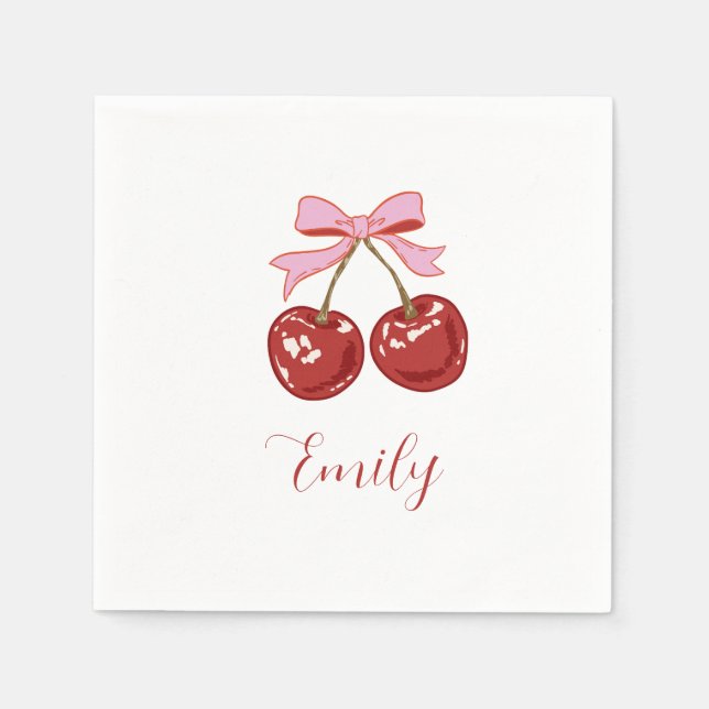  Personalized Red Pink Name Napkins (Front)