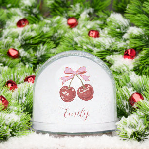 Personalized Red Pink Name Snow Globe