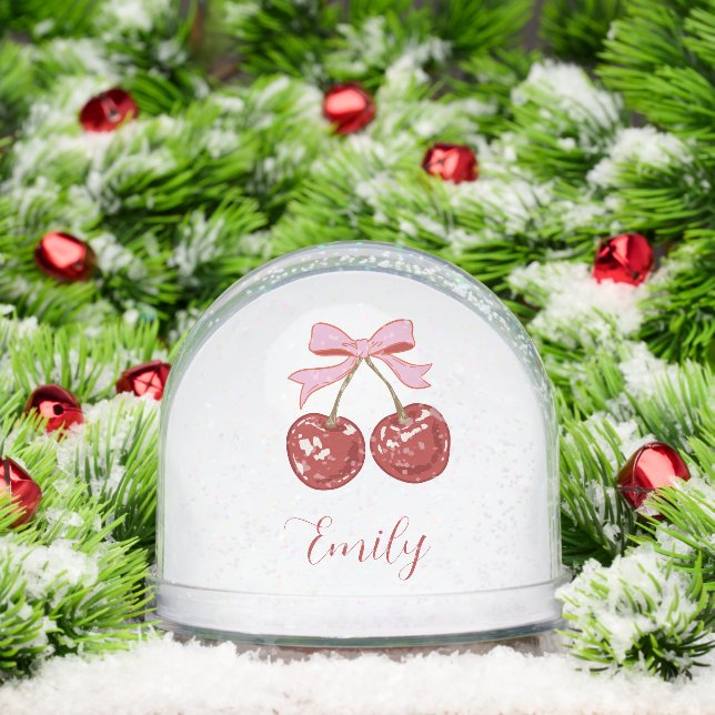  Personalized Red Pink Name Snow Globe (Christmas)