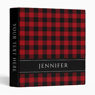 Personalized Red Plaid 3 Ring Binder
