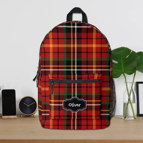 Personalized Red Plaid Backpack