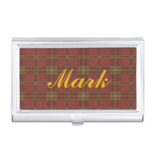 Personalized Red Plaid Business Card Holder