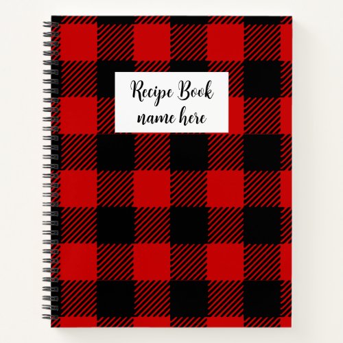 Personalized Red Plaid Recipe Book