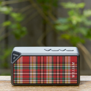 Personalized Red Plaid Rustic Elegant Bluetooth Speaker