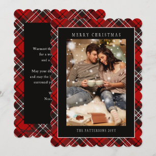 Personalized Red Plaid Tartan Christmas Photo Holiday Card