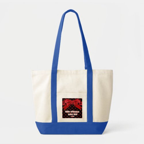 Personalized Red Polka Dot Bow Tote Bag