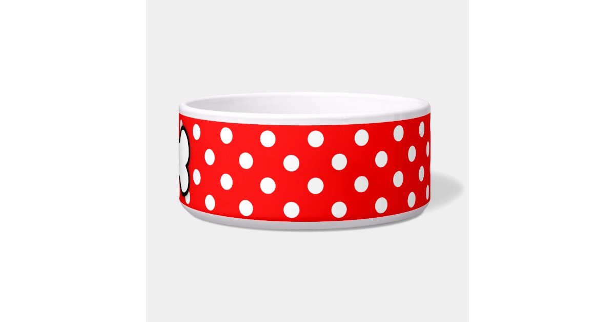 Personalized Red Polka Dot Dog Bowl Zazzle