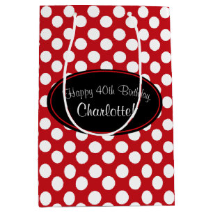 Personalized Red Polka Dot Gift Bag