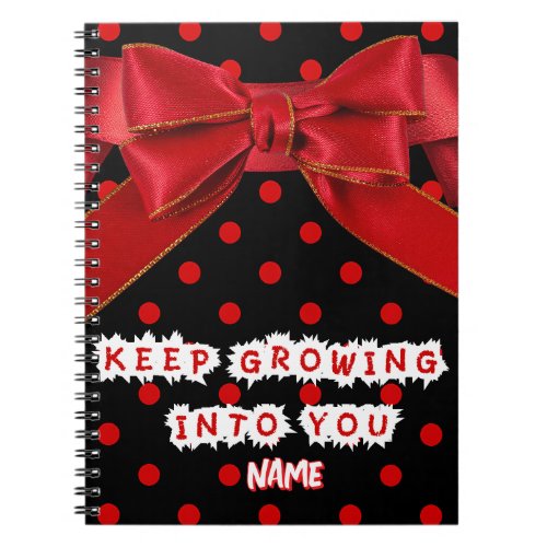 Personalized Red Polka Dot Motivational Notebook