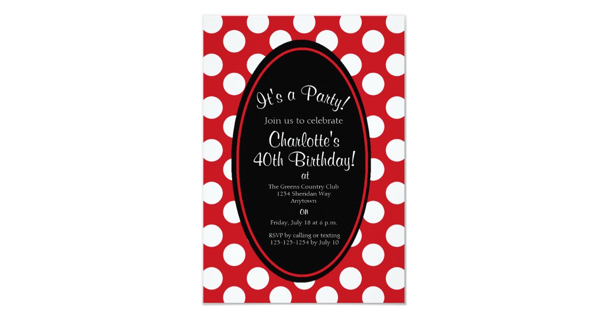 Personalized Red Polka Dot Party Invitation | Zazzle.com