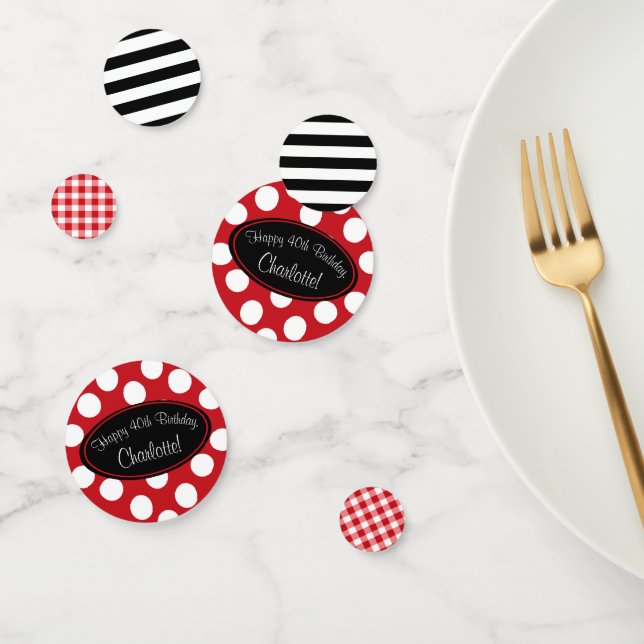 Personalized Red Polka Dot Table Confetti (Group)