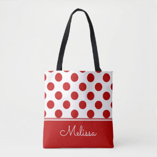 Personalized | Red Polka Dots Tote Bag