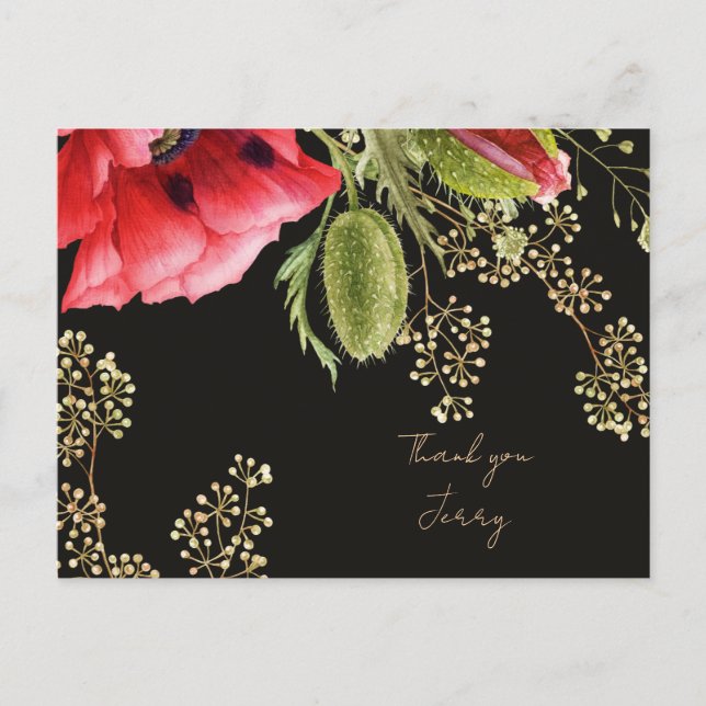Personalized Red Poppy Postcard (Front)
