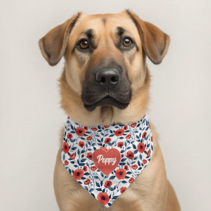Personalized Red Poppy Wildflower Pet Bandana Collar