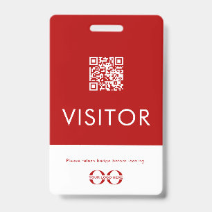 Personalized Red QR Code Visitor Badge with Logo
