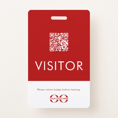 Personalized Red QR Code Visitor Badge with Logo