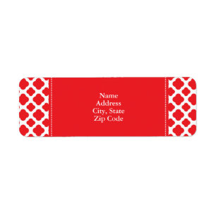 Personalized Red Quatrefoil Pattern Label