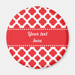 Personalized Red Quatrefoil Pattern Magnet