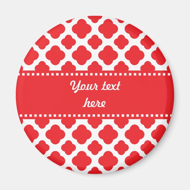 Personalized Red Quatrefoil Pattern Magnet (Front)