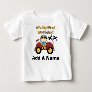 Personalized Red Race Car 1st Birthday Tshirt