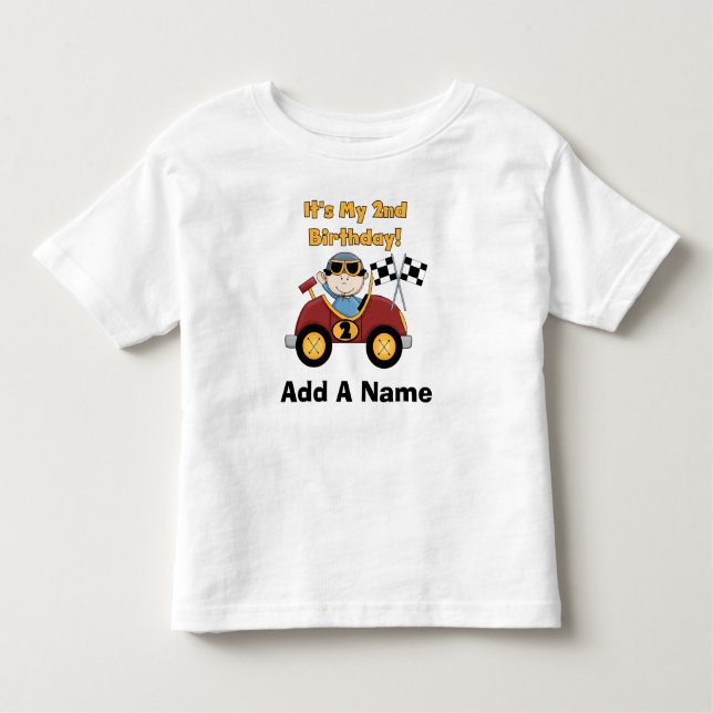 Personalized Red Race Car 2nd Birthday Tshirt (Front)