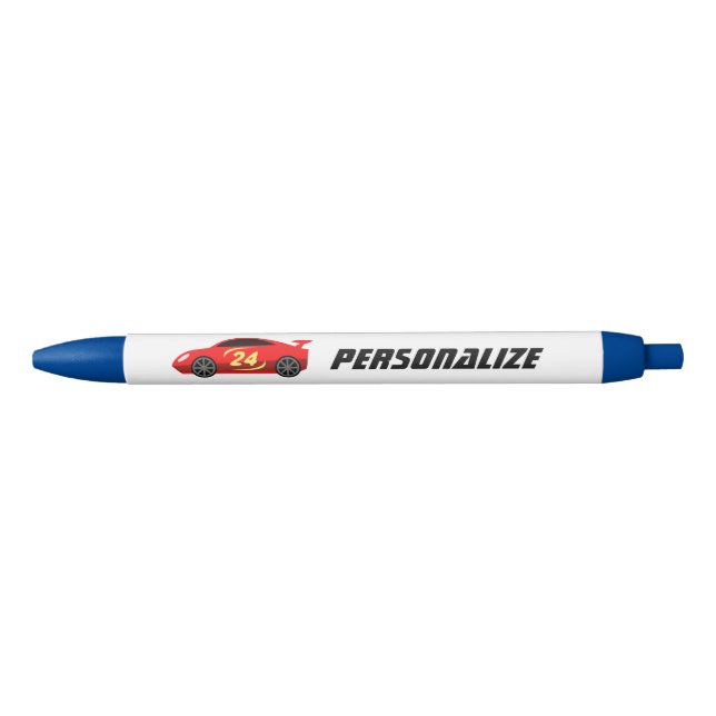 Personalized red racecar kids drawing writing pens (Front)