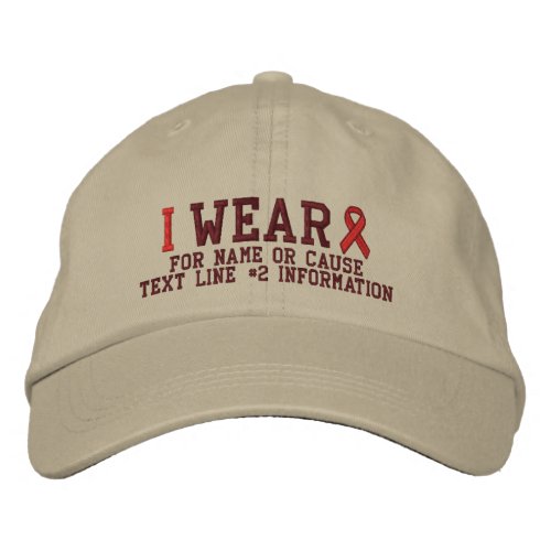 Personalized Red Ribbon Awareness Embroidery Embroidered Baseball Cap