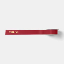 Personalized Red Ribbon with Gold Name Text